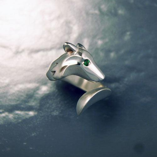 Timber Wolf Ring in Sterling Silver - Jamies Horse Jewelry