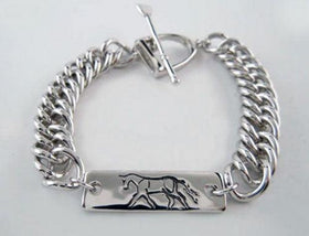 Trotting Horse ID Bracelet with Curb Chain