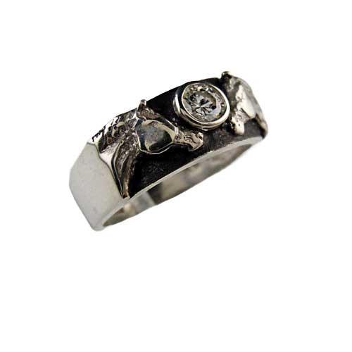 Pair of Horses Ring with CZ Sterling Silver - Jamies Horse Jewelry