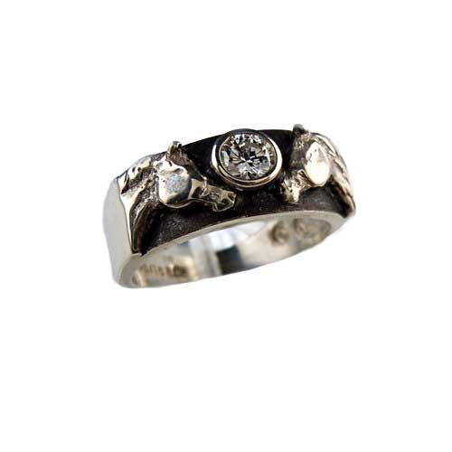 Pair of Horses Ring with CZ Sterling Silver