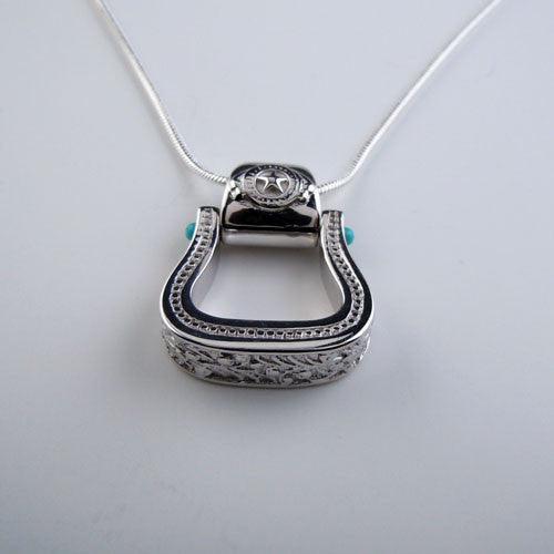 Western Stirrup Pendant Necklace Sterling Silver Jamies Horse Jewelry