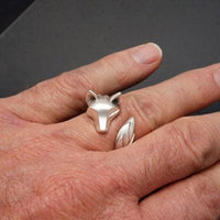 Shaggy Wolf Head Ring in Sterling Silver - Jamies Horse Jewelry