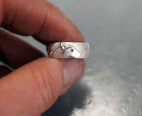 Wolf Head Band Ring with Diamond Eyes - Jamies Horse Jewelry